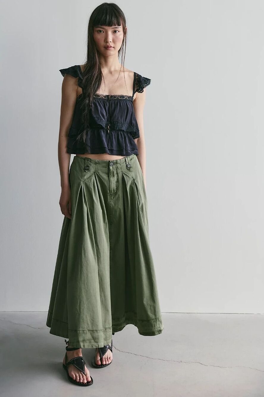 NWT Free People Sloane Circle Maxi Skirt Adventurer 8 Boho Earthy Autumn Skirt